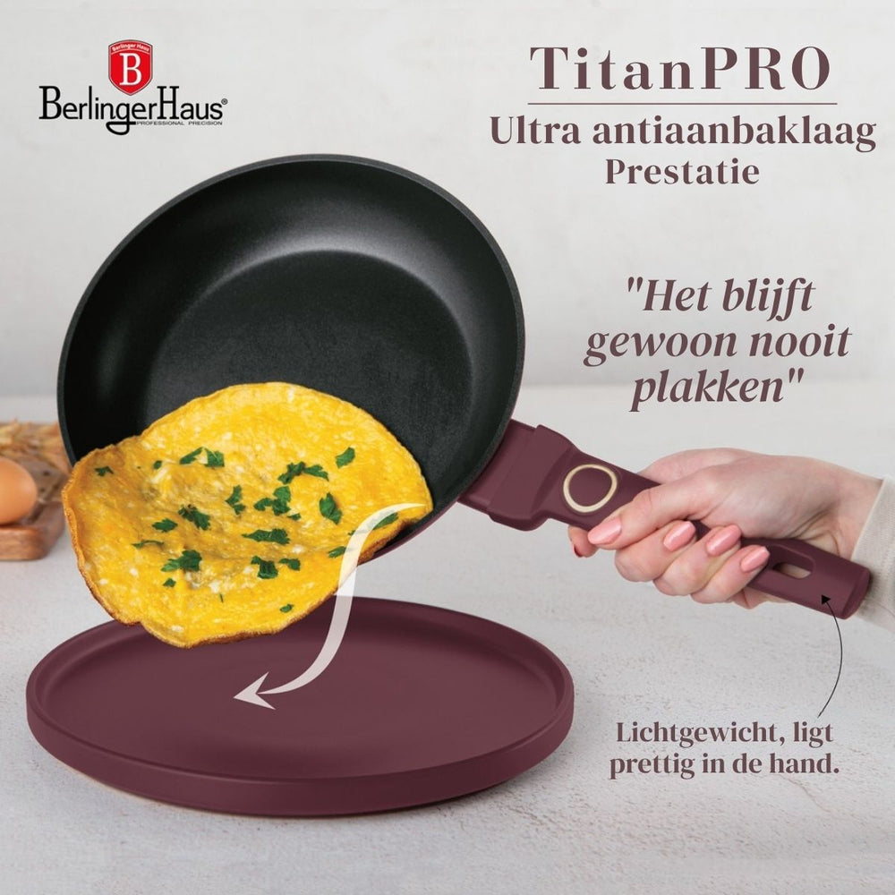 BerlingerHaus Cookware Set Matt Burgundy 11-Piece - Cooking Pot ø 20, 24, 28 cm, Frying Pan ø 24, 28 cm & Saucepan ø 16 cm - Suitable for All Heat Sources