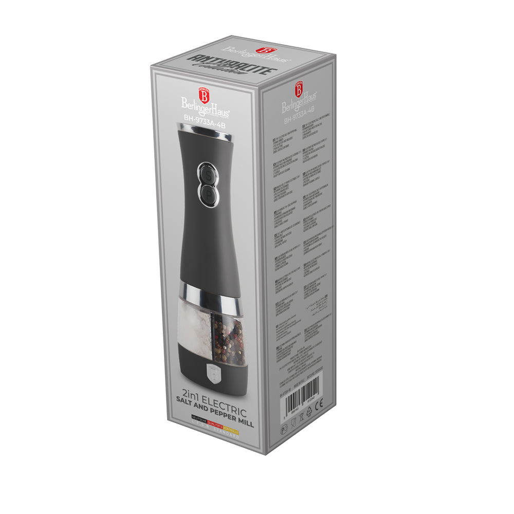 BerlingerHaus Electric Pepper and Salt Mill Matt Anthracite - 2-in-1 - Ceramic Mill