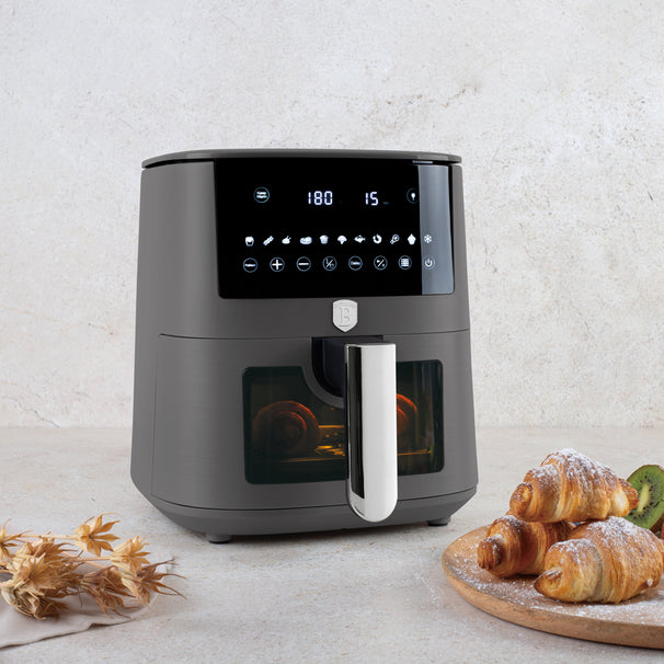BerlingerHaus Airfryer XXXL Mat Antraciet - con ventana - 8 litros - 1650W
