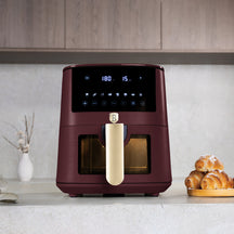 BerlingerHaus Airfryer XL Matt Burgundy - with Viewing Window - 5 Liters - 1400W