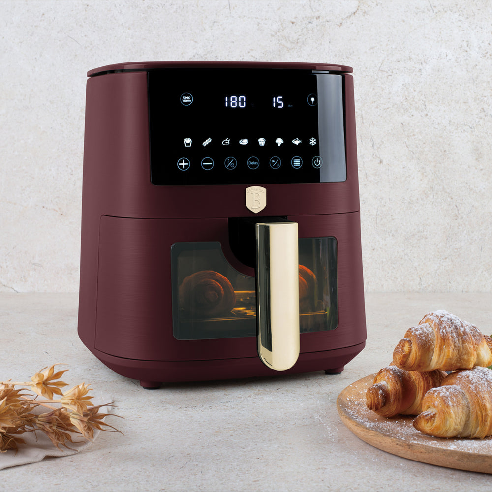 BerlingerHaus Airfryer XL Matt Burgundy - with Viewing Window - 5 Liters - 1400W