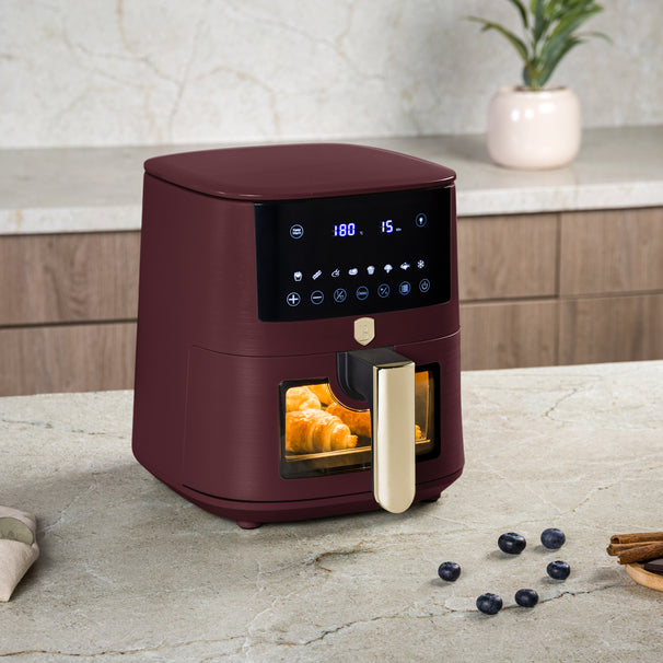 BerlingerHaus Airfryer XL Mate Burdeos - con Ventana de Visualización - 5 Litros - 1400W