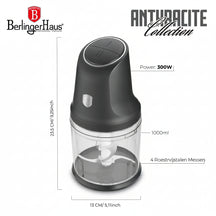 BerlingerHaus Food Chopper Anthracite - 2-in-1 - 4 Blades - 300W