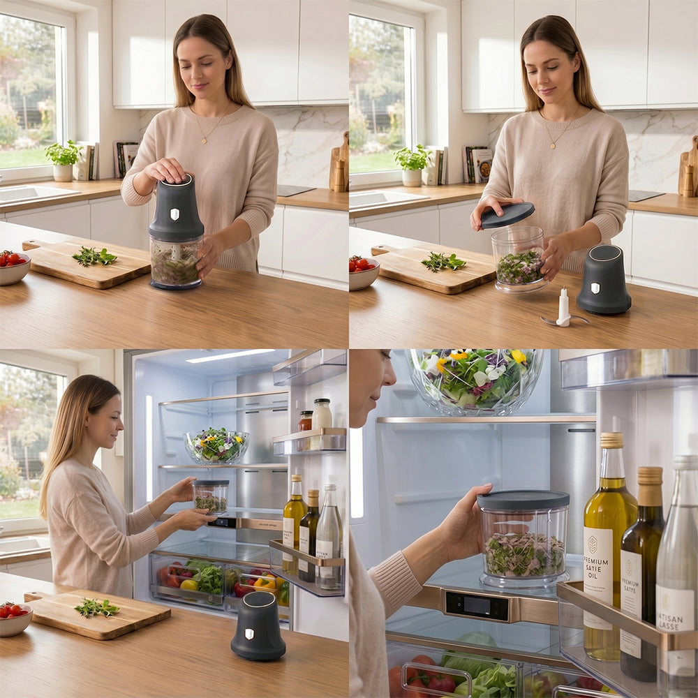 BerlingerHaus Food Chopper Anthracite - 2-in-1 - 4 Blades - 300W