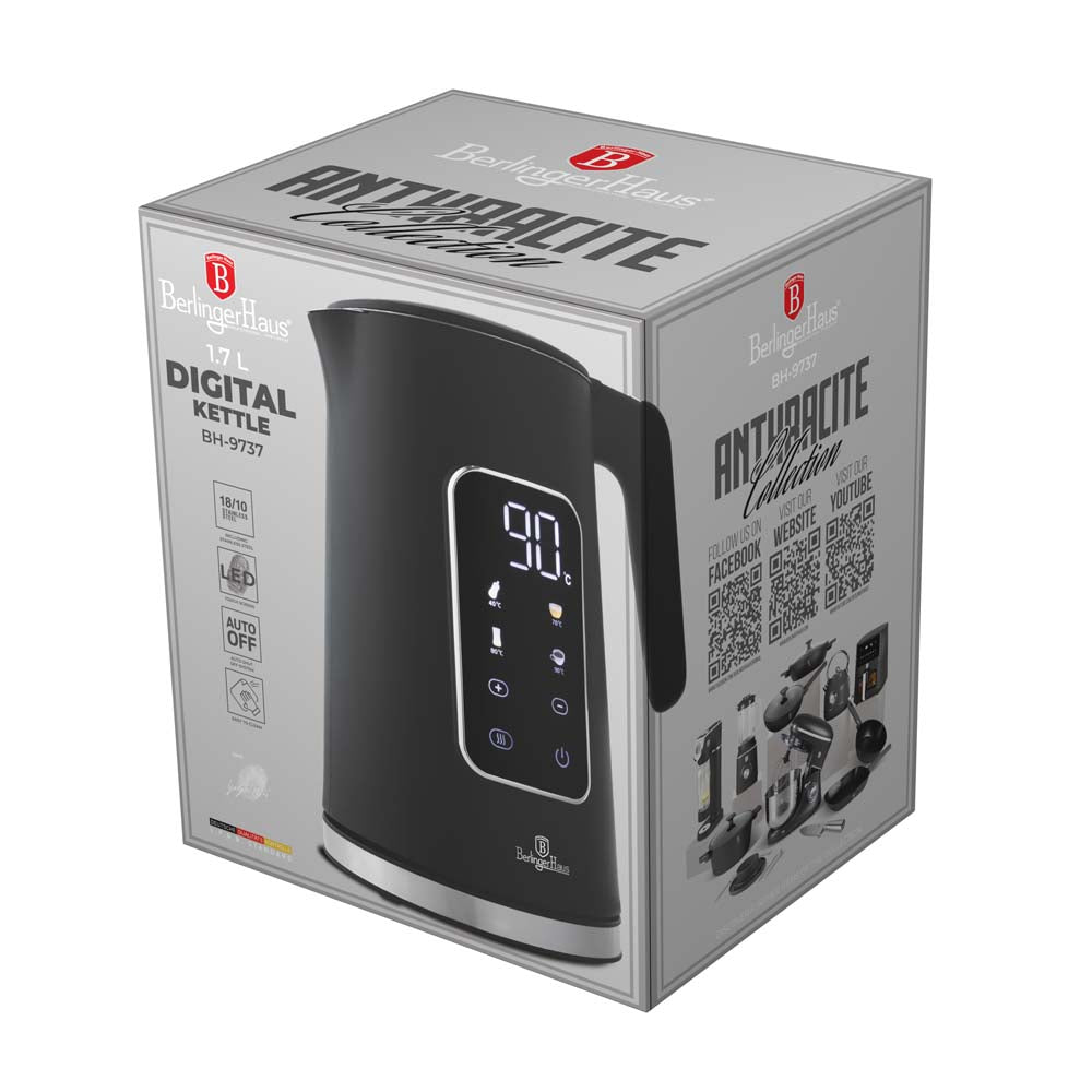 BerlingerHaus Electric Kettle Digital Matt Anthracite - Temperature Setting - 1.7 Liter - 2200W