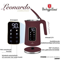 BerlingerHaus Electric Kettle Digital Matt Burgundy - Temperature Setting - 1.7 Liter - 2200W