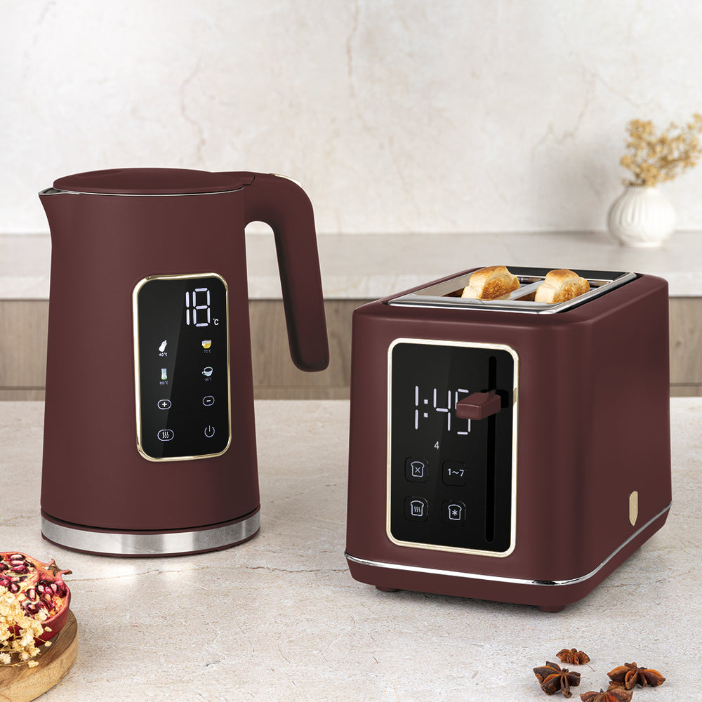 BerlingerHaus Electric Kettle Digital Matt Burgundy - Temperature Setting - 1.7 Liter - 2200W
