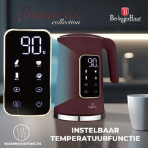 BerlingerHaus Electric Kettle Digital Matt Burgundy - Temperature Setting - 1.7 Liter - 2200W