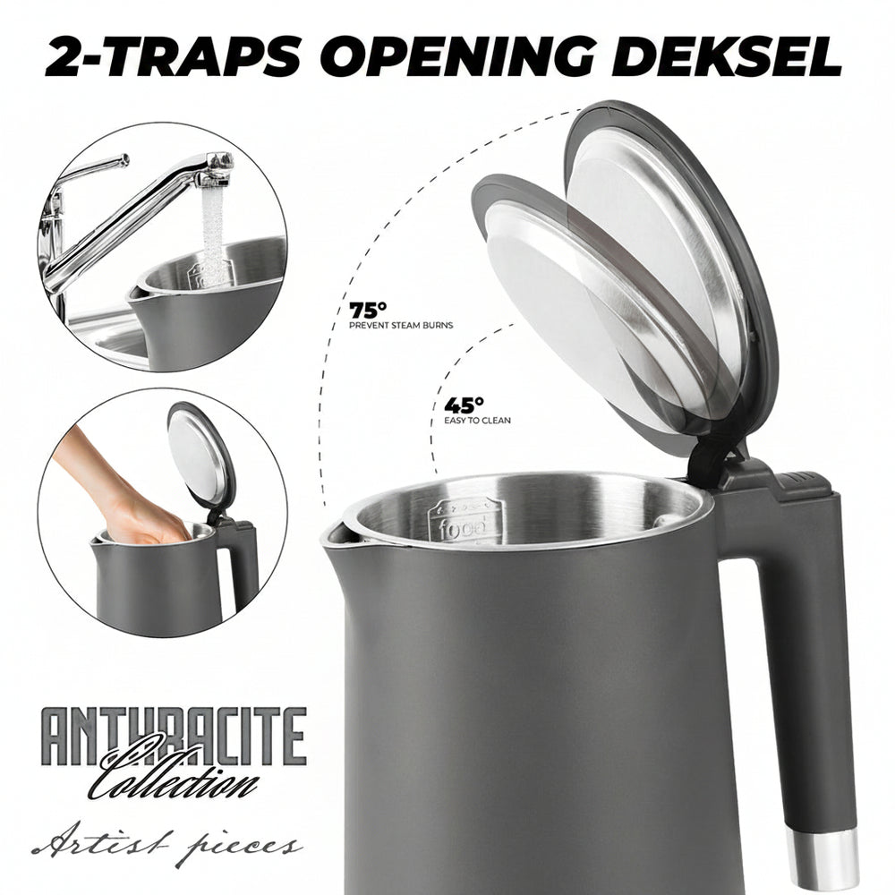 BerlingerHaus Electric Kettle Double-Walled Matt Anthracite - 1.7 Liter - 1800W