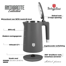 BerlingerHaus Electric Kettle Double-Walled Matt Anthracite - 1.7 Liter - 1800W