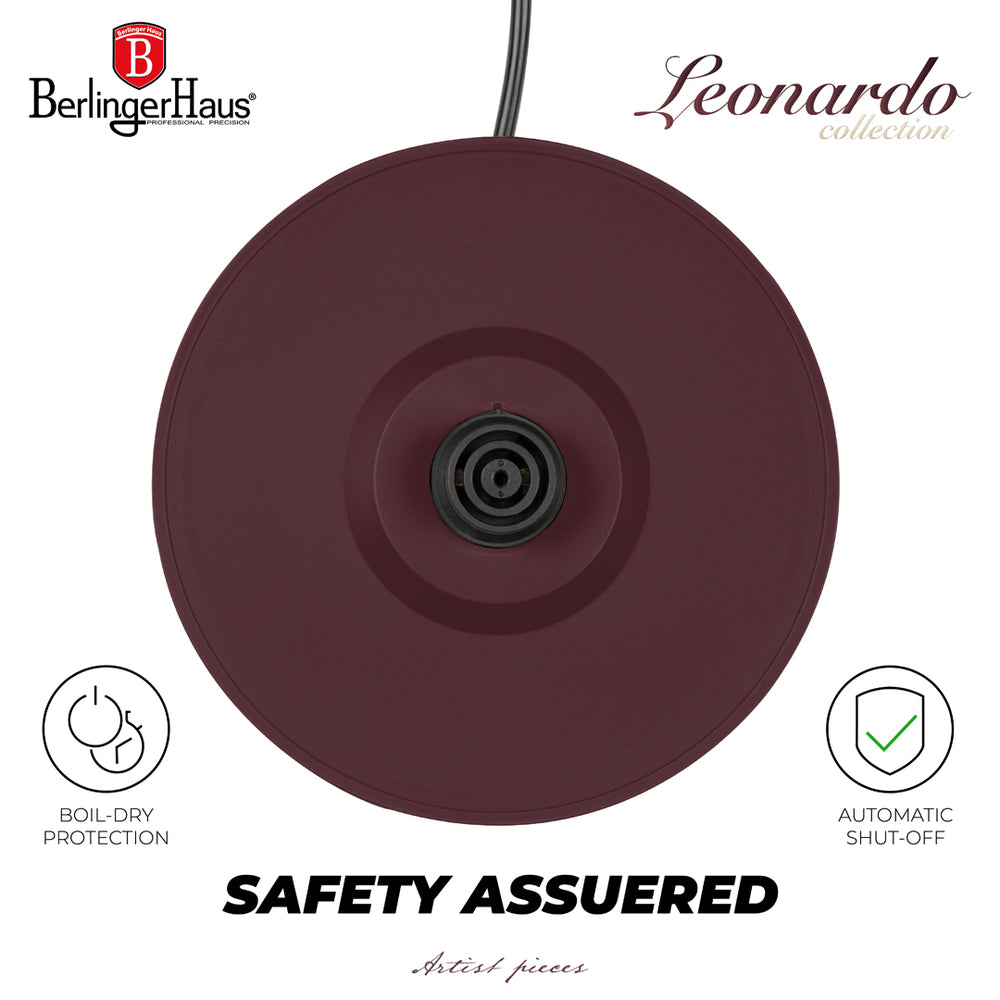 BerlingerHaus Electric Kettle Double-Walled Matt Burgundy - 1.7 Liter - 1800W