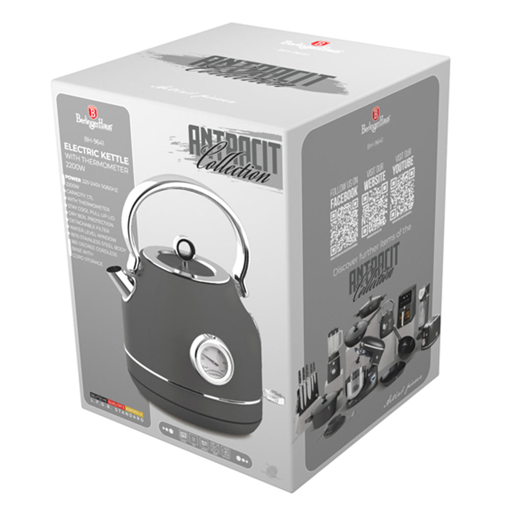 BerlingerHaus kettle Mat Antraciet - con termómetro - 1.7 liter - 2200W