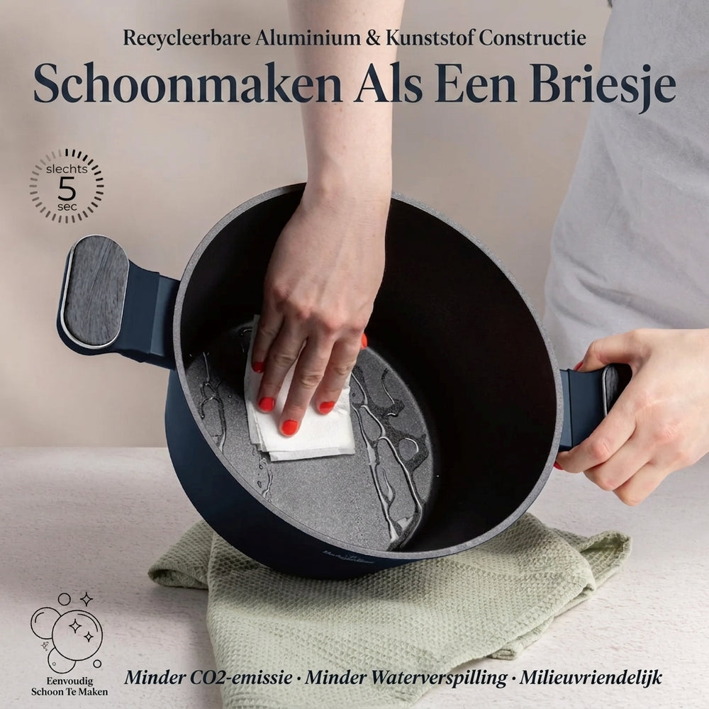 BerlingerHaus Cookware Set Matte Blue 11-Piece - Cooking Pots ø 20, 24, 28 cm, Frying Pans ø 24, 28 cm & Saucepan ø 16 cm - Suitable for All Heat Sources