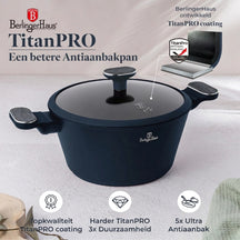 BerlingerHaus Cookware Set Matte Blue 11-Piece - Cooking Pots ø 20, 24, 28 cm, Frying Pans ø 24, 28 cm & Saucepan ø 16 cm - Suitable for All Heat Sources