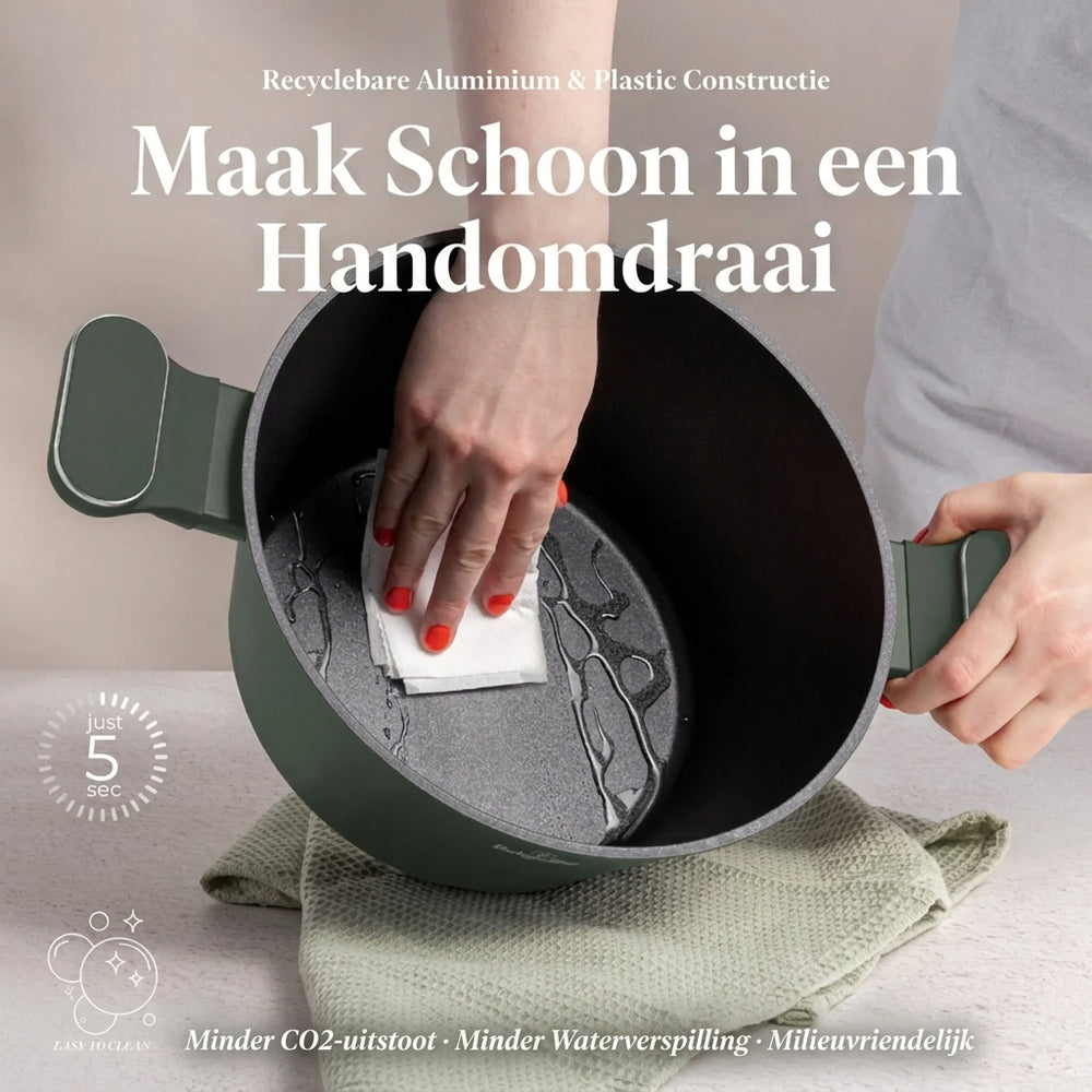 BerlingerHaus Cookware Set Matte Green 11-Piece - Cooking Pot ø 20, 24, 28 cm, Frying Pan ø 24, 28 cm & Saucepan ø 16 cm - Suitable for All Heat Sources