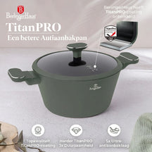 BerlingerHaus Cookware Set Matte Green 11-Piece - Cooking Pot ø 20, 24, 28 cm, Frying Pan ø 24, 28 cm & Saucepan ø 16 cm - Suitable for All Heat Sources