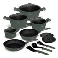 BerlingerHaus Cookware Set Matte Green 11-Piece - Cooking Pot ø 20, 24, 28 cm, Frying Pan ø 24, 28 cm & Saucepan ø 16 cm - Suitable for All Heat Sources