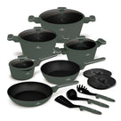 BerlingerHaus Cookware Set Matte Green 11-Piece - Cooking Pot ø 20, 24, 28 cm, Frying Pan ø 24, 28 cm & Saucepan ø 16 cm - Suitable for All Heat Sources