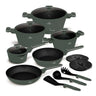 BerlingerHaus Cookware Set Matte Green 11-Piece - Cooking Pot ø 20, 24, 28 cm, Frying Pan ø 24, 28 cm & Saucepan ø 16 cm - Suitable for All Heat Sources