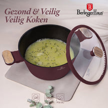 BerlingerHaus Cookware Set Nordic Matte Bordeaux 11-Piece - Cooking Pot ø 20, 24, 28 cm, Frying Pan ø 24, 28 cm & Saucepan ø 16 cm - Suitable for All Heat Sources