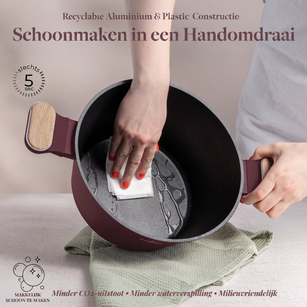 BerlingerHaus Cookware Set Nordic Matte Bordeaux 11-Piece - Cooking Pot ø 20, 24, 28 cm, Frying Pan ø 24, 28 cm & Saucepan ø 16 cm - Suitable for All Heat Sources