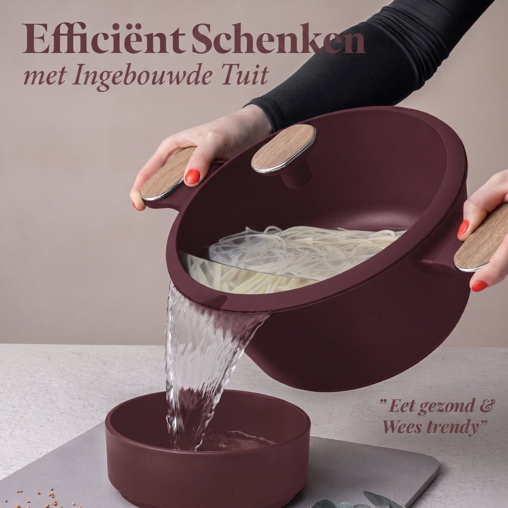 BerlingerHaus Cookware Set Nordic Matte Bordeaux 11-Piece - Cooking Pot ø 20, 24, 28 cm, Frying Pan ø 24, 28 cm & Saucepan ø 16 cm - Suitable for All Heat Sources