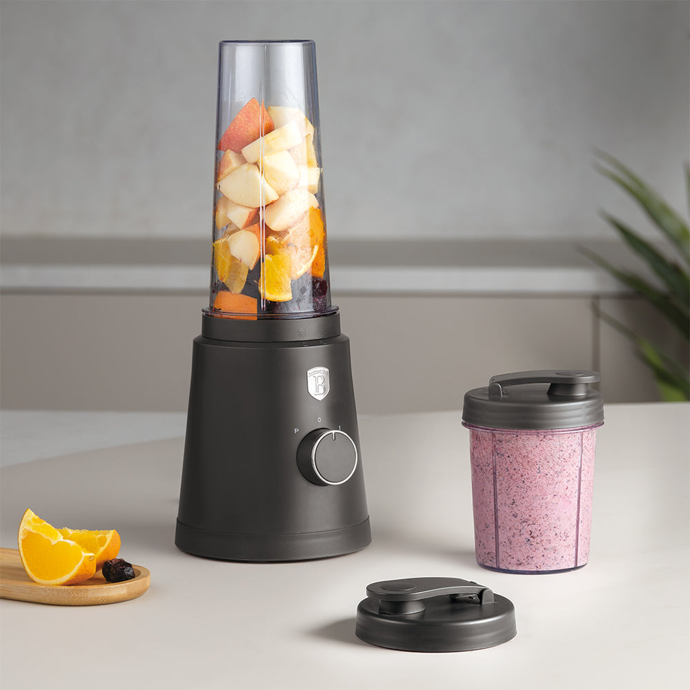 BerlingerHaus Smoothie Blender to Go Matt Anthracite - Includes 2 Cups - 320W