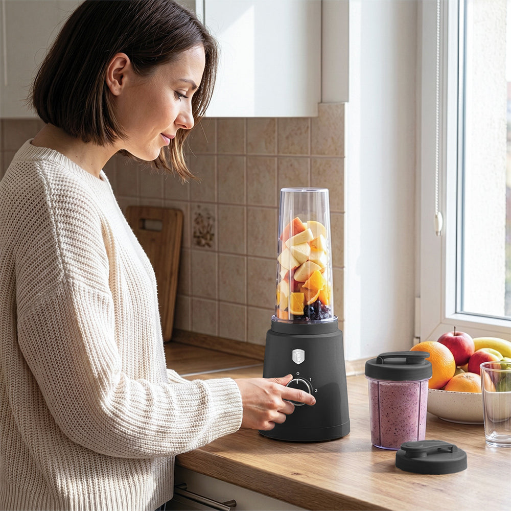 BerlingerHaus Smoothie Blender to Go Matt Anthracite - Includes 2 Cups - 320W