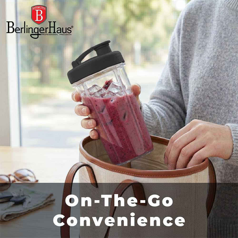 BerlingerHaus Smoothie Blender to Go Matt Anthracite - Includes 2 Cups - 320W