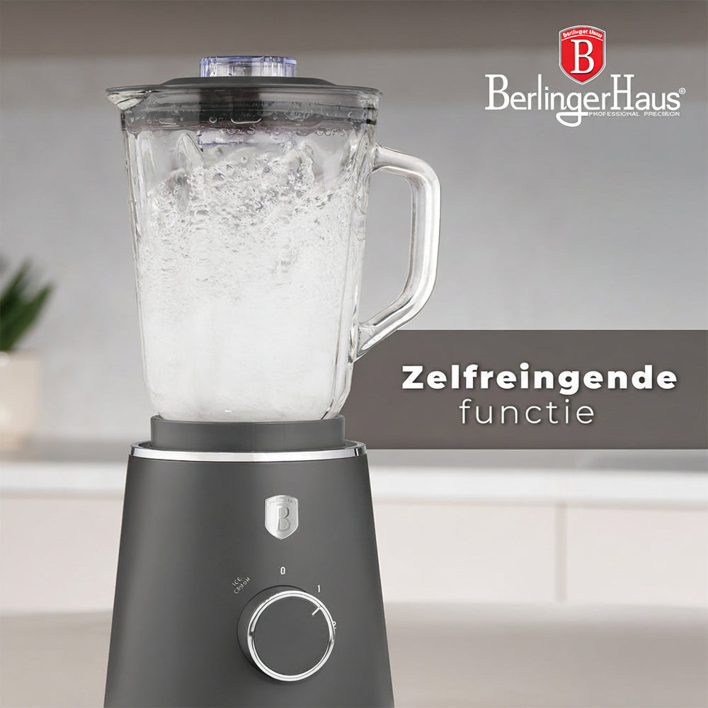 BerlingerHaus Table Blender Matt Anthracite - Glass Jug - 1.5 Liter - 1000W