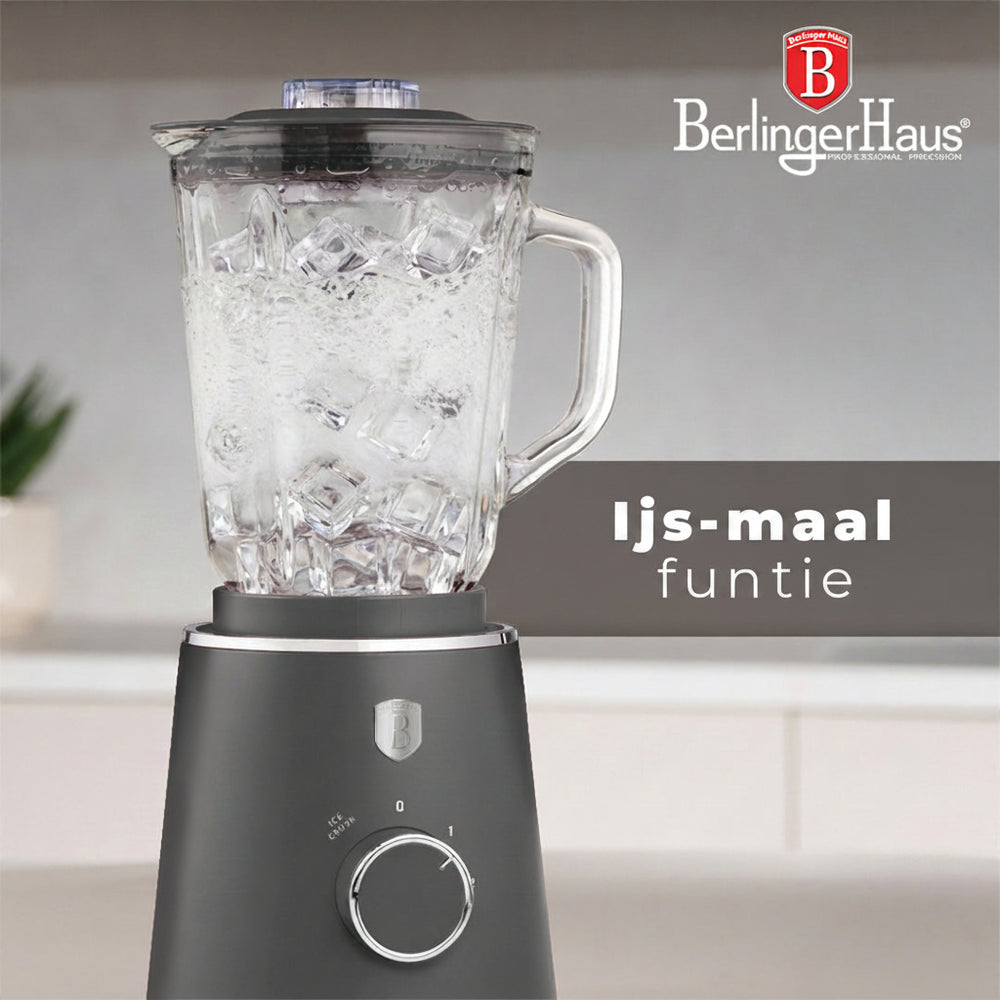 BerlingerHaus Table Blender Matt Anthracite - Glass Jug - 1.5 Liter - 1000W