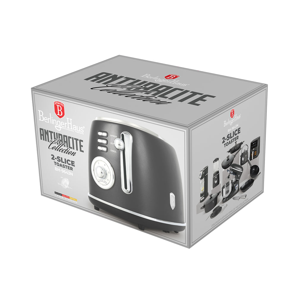 BerlingerHaus Toaster Matt Anthracite - 2 Slots - 850 W