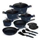 BerlingerHaus Cookware Set Matte Blue 11-Piece - Cooking Pots ø 20, 24, 28 cm, Frying Pans ø 24, 28 cm & Saucepan ø 16 cm - Suitable for All Heat Sources