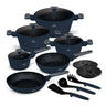 BerlingerHaus Cookware Set Matte Blue 11-Piece - Cooking Pots ø 20, 24, 28 cm, Frying Pans ø 24, 28 cm & Saucepan ø 16 cm - Suitable for All Heat Sources