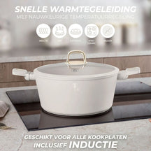 BerlingerHaus Cookware Set Matte Cream 11-Piece - Cooking Pots ø 20, 24, 28 cm, Frying Pans ø 24, 28 cm & Saucepan ø 16 cm - Suitable for All Heat Sources