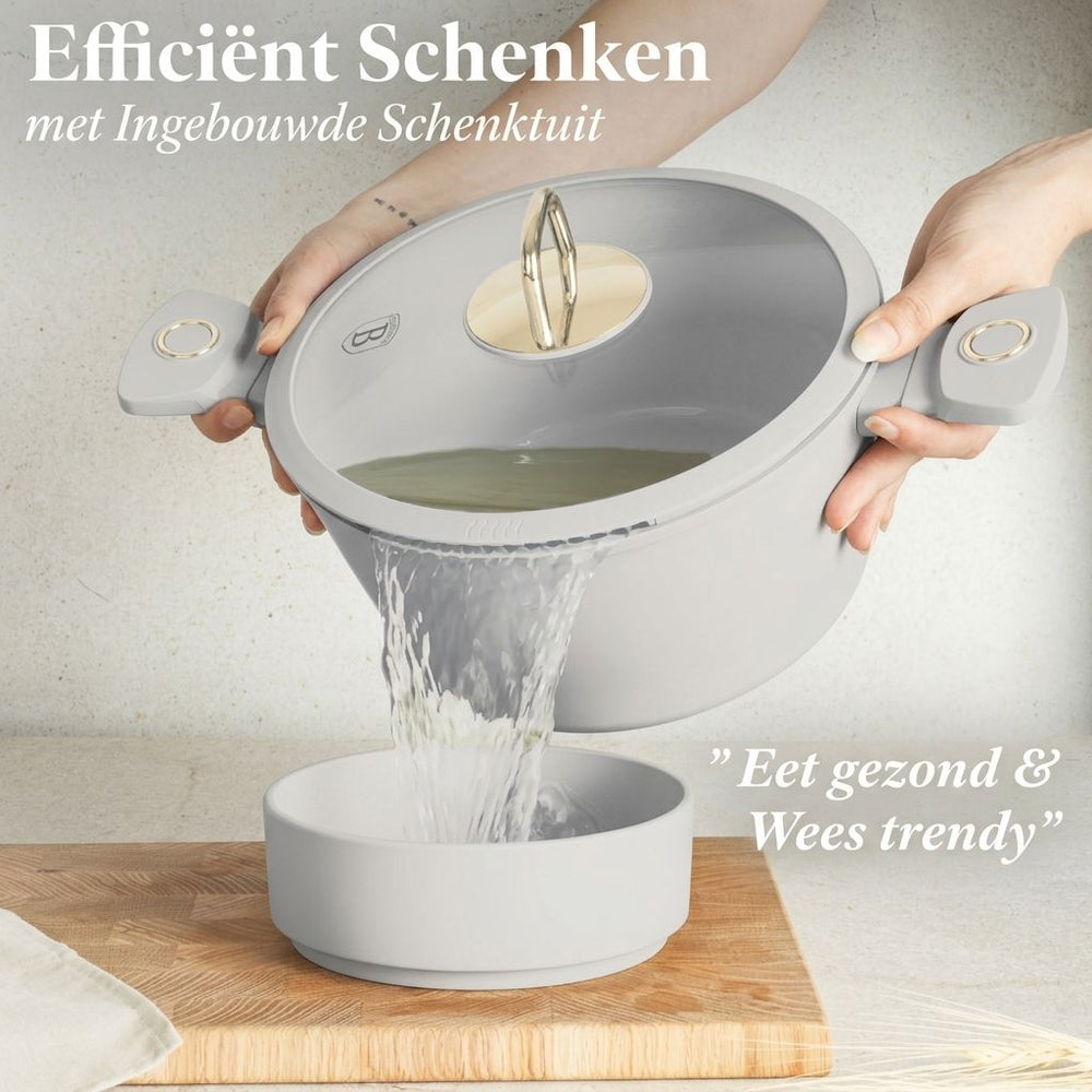 BerlingerHaus Cookware Set Matte Cream 11-Piece - Cooking Pots ø 20, 24, 28 cm, Frying Pans ø 24, 28 cm & Saucepan ø 16 cm - Suitable for All Heat Sources