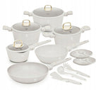 BerlingerHaus Cookware Set Matte Cream 11-Piece - Cooking Pots ø 20, 24, 28 cm, Frying Pans ø 24, 28 cm & Saucepan ø 16 cm - Suitable for All Heat Sources
