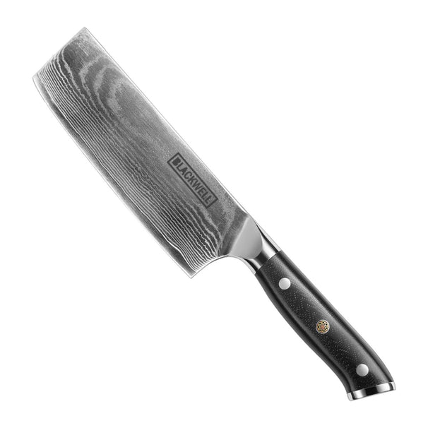 Cuchillo Nakiri Blackwell para verduras estilo japonés - 67 capas de acero damasco - VG10 - 17,5 cm