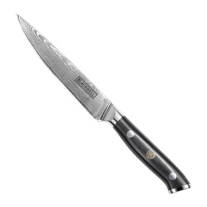 Blackwell Officemes Japanse stijl 12.5 cm damaststaal met zwart heft, vrijstaand op witte achtergrond