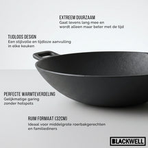 Blackwell wok pan cast iron Ø 32 cm / 3.3 litres – without non-stick coating – suitable for all heat sources