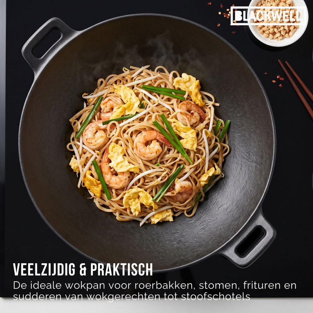 Blackwell wok pan cast iron Ø 32 cm / 3.3 litres – without non-stick coating – suitable for all heat sources