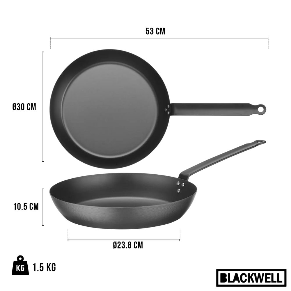 Sartén Blackwell de acero al carbono ø 30 cm - apto para todas las fuentes de calor - sin recubrimiento antiadherente