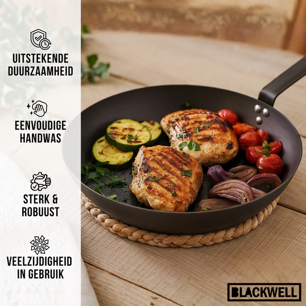 Set de sartenes Blackwell de acero al carbono 2 piezas ø 24 y 28 cm - apto para todas las fuentes de calor - sin recubrimiento antiadherente