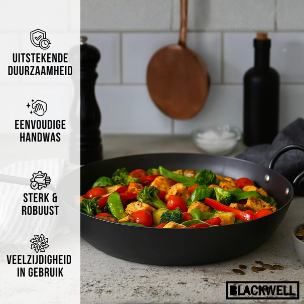 Sartén Blackwell con mango de acero al carbono ø 32 cm - apto para todas las fuentes de calor - sin recubrimiento antiadherente