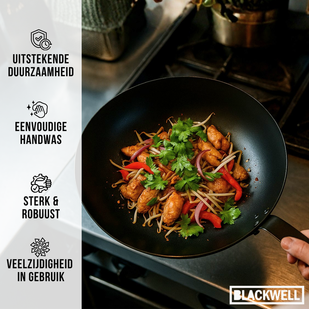 Blackwell wok pan carbon steel Ø 30 cm – without non-stick coating – suitable for all heat sources
