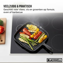 Blackwell grill pan cast iron 26 x 26 cm – without non-stick coating – suitable for all heat sources
