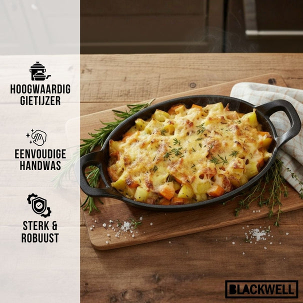 Fuente para horno Blackwell de hierro fundido ovalada 21 x 15 x 4 cm - sin capa antiadherente