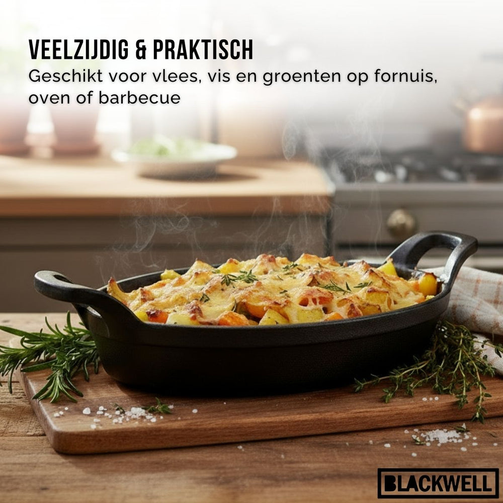 Cookinglife Oven Dish Cast Iron Oval 21 x 15 x 4 cm