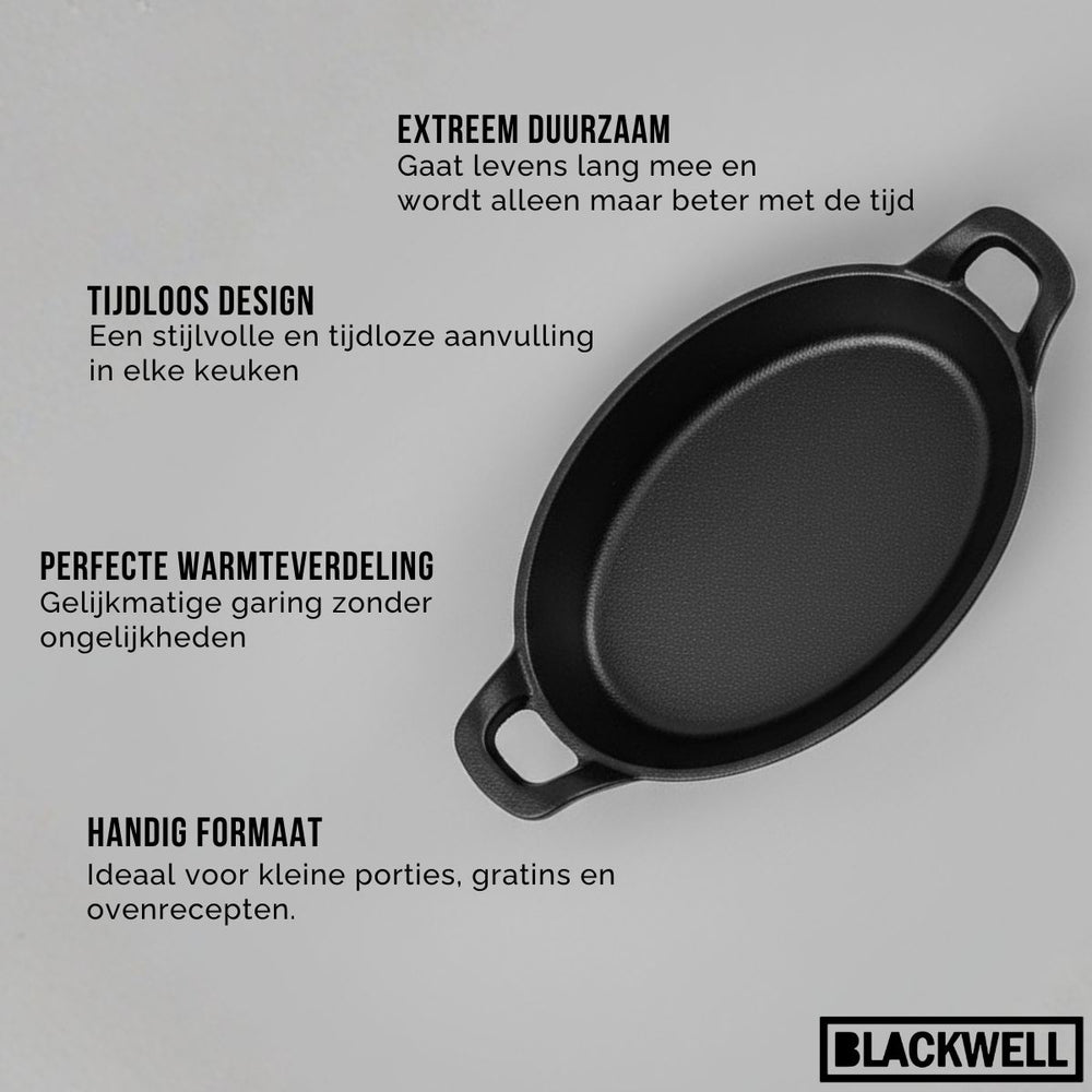 Cookinglife Oven Dish Cast Iron Oval 21 x 15 x 4 cm