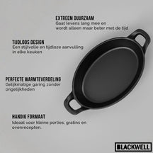 Cookinglife Oven Dish Cast Iron Oval 21 x 15 x 4 cm